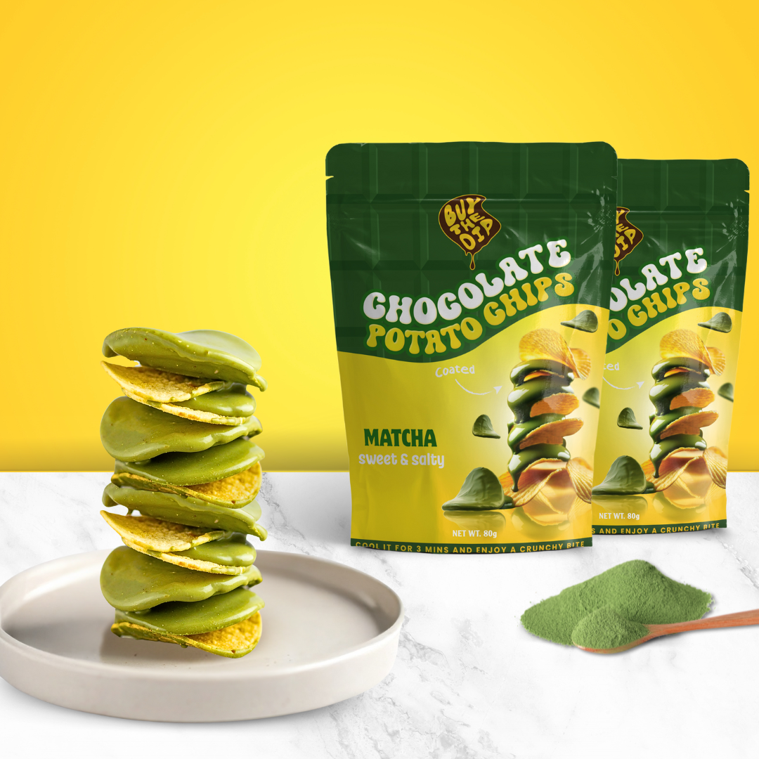 Matcha Chocolate Coated Potato Chips